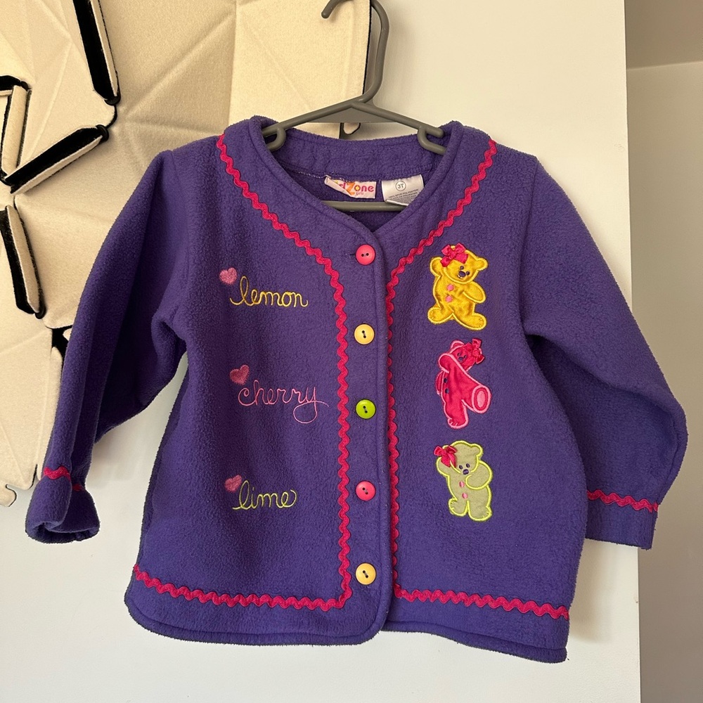 Vintage kids Y2K teddy bear fleece jacket 3 toddler